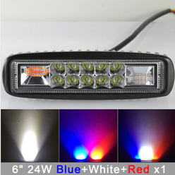 LED pracovní světlo 24W, červeno-modré varovné, stroboskop 12-24V