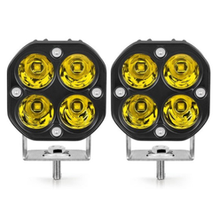 LED pracovní dálková světla 2x40W, 12-24V žluté plexi